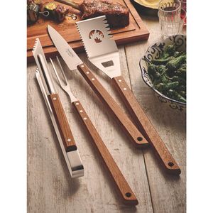 Tenedor Trinchante Tramontina Churrasco con Lámina de Acero Inoxidable y Mango de Madera 46 cm