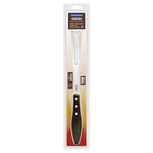 Tenedor Trinchante Tramontina Churrasco con Lámina de Acero Inoxidable y Mango de Madera Tratada Polywood Castaño