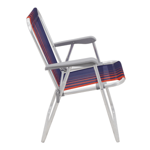 Silla de Playa Tramontina Samoa Alta en Aluminio con Asiento Azul Oscuro y Naranja