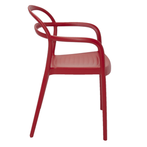 Silla Tramontina Sissi en Polipropileno y Fibra de Vidrio con Brazos Rojo