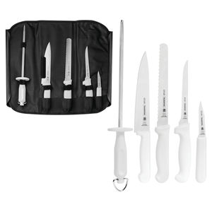 Kit para Chefs con Cuchillos Tramontina Profissional con Láminas de Acero Inoxidable y Mangos de Polipropileno Blanco 6 Piezas
