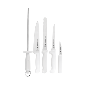 Kit para Chefs con Cuchillos Tramontina Profissional con Láminas de Acero Inoxidable y Mangos de Polipropileno Blanco 6 Piezas