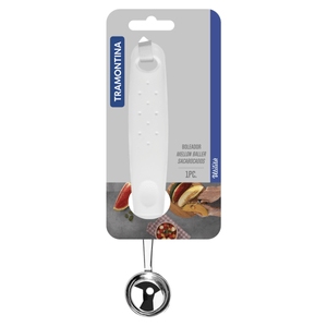 Boleador Tramontina Utilitá en Acero Inoxidable con Mango de Polipropileno Blanco 2,9 cm