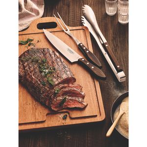 Juego para Asado Tramontina con Láminas de Acero Inoxidable y Mangos de Madera Tratada Polywood Castaño, 3 piezas