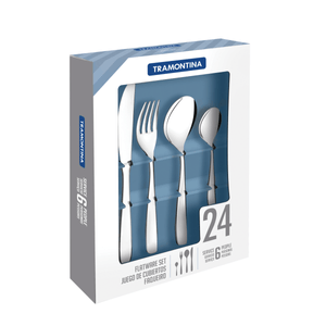 Juego de cubiertos de 24 piezas Tramontina Cosmos de acero inoxidable con cuchillos para asado
