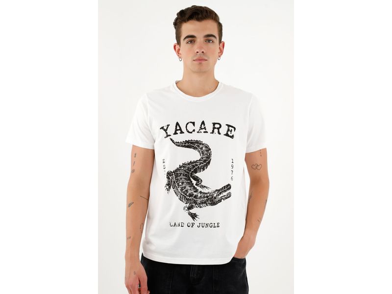 Camiseta blanca estampada para hombre Agaval