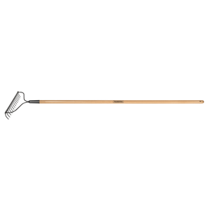 Rastrillo liviano con asta, 14 dientes, mango de madera 145 cm