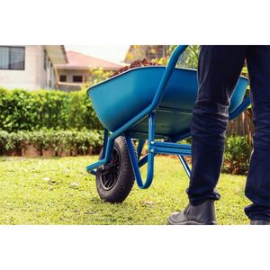 Carretilla de Mano Tramontina con Caja Rasa Plástica Azul 50 L, Brazo Metálico y Llanta