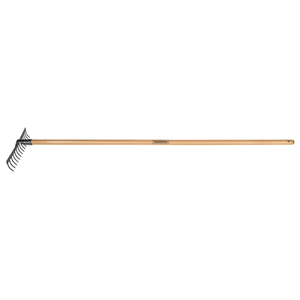 Rastrillo curvo liviano, 14 dientes, mango de madera 145 cm