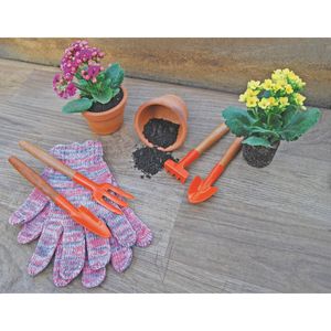 Juego de jardinería Tramontina metálico, con mango de madera, 4 piezas