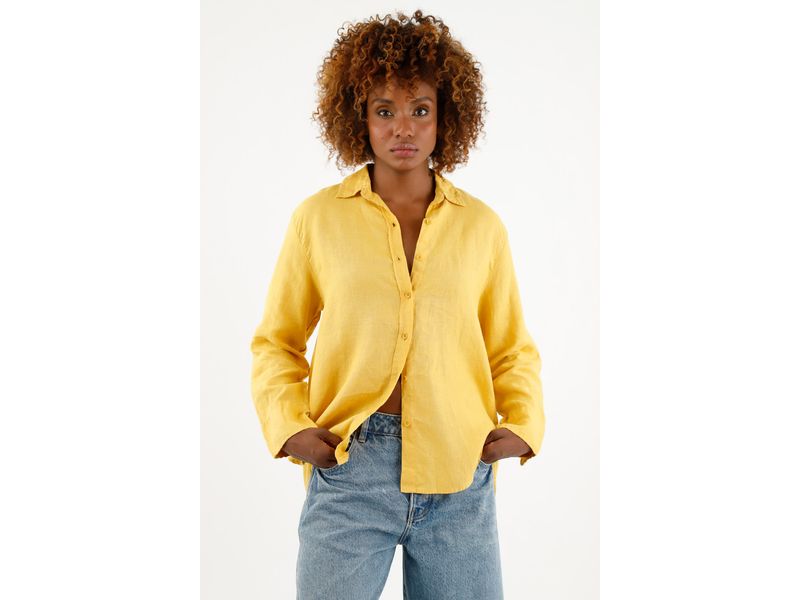 Blusa amarilla manga larga para mujer - Agaval