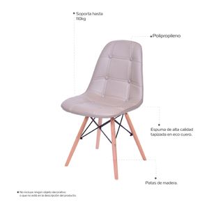 Silla 5CERO con botones para comerdor, sala, restaurante Bertolini Color Beige