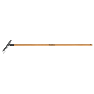 Rastrillo con dientes estampados, 12 dientes, mango de madera 120 cm