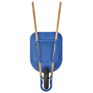 Carretilla de Mano Tramontina con Caja Rasa Plástica Azul 50 L, Brazo de Madera y Llanta