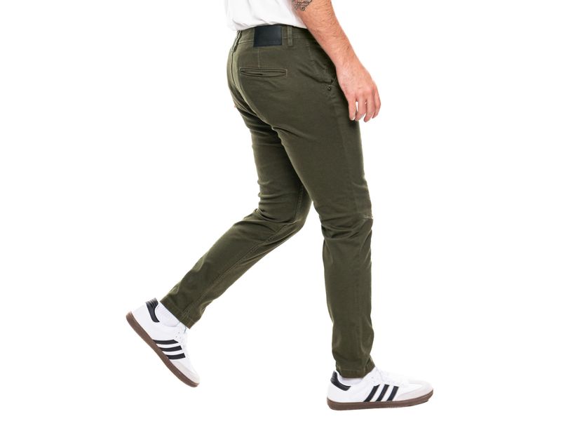 Pantalón en drill tiro medio unicolor súper slim fit