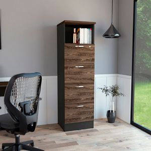 Archivador Home Office 4 Cajones + Repisa RTA Wengue Coñac
