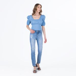 Blusa Manga 3/4 Color Azul Medio Para Mujer