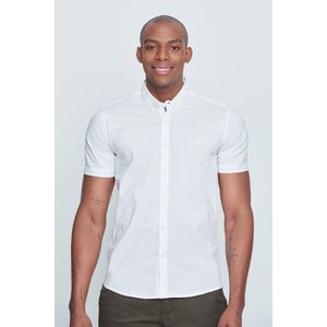 Camisa Slim Manga Corta Color Blanco optico Para Hombre
