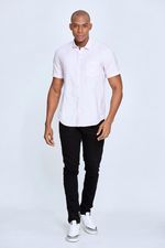 Camisa Manga corta Color Palo de rosa Para Hombre Agaval