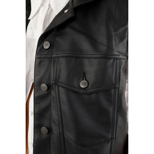 Chaleco negro en cuero sintético para mujer