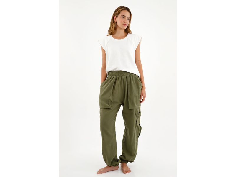 Pantalón tipo jogger verde para mujer - Agaval