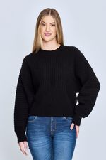 SWEATER CUELLO REDONDO COLOR NEGRO PARA MUJER - quest