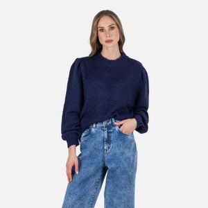 Sweater Cerrado Color Opalo Azul Para Mujer