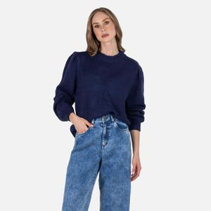 Sweater Cerrado Color Opalo Azul Para Mujer