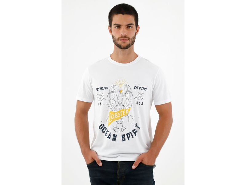 Camisetas blancas estampadas hombre hotsell
