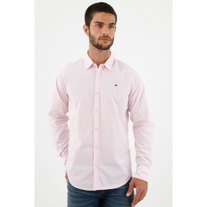 Camisa con diseño a rayas rosada para hombre