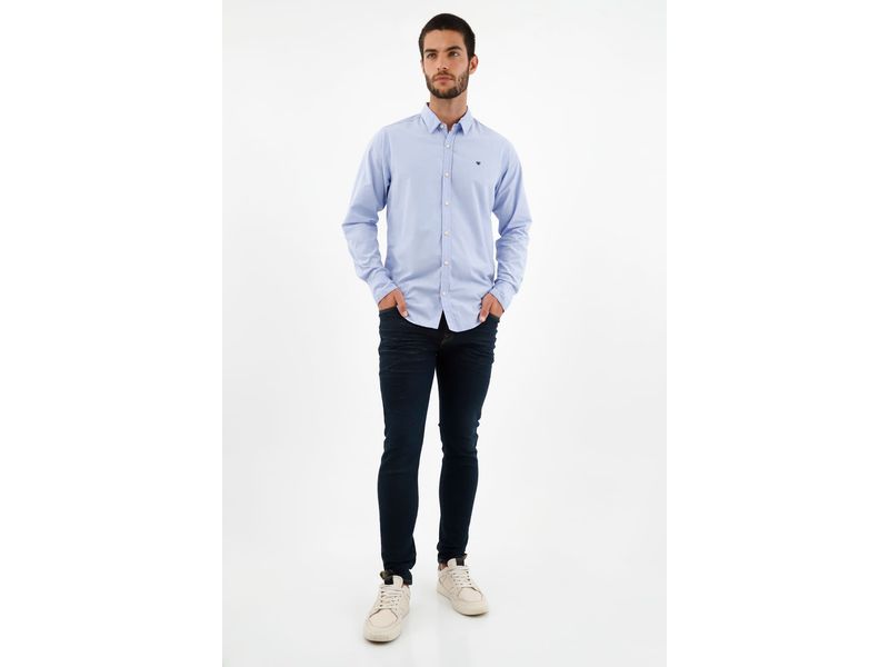 Camisa blanca cheap con botones azules