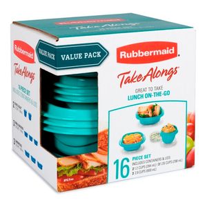 Set Portacomidas Envases Plásticos Rubbermaid X8 Lunch  Verde