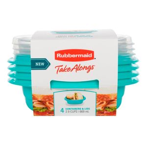 Set Portacomidas Envases Plásticos Rubbermaid Divisor X4 686ml Verde