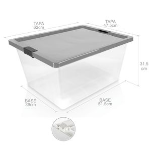 Caja organizadora con broches y ruedas 55L