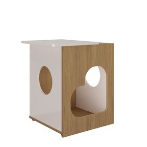 Mesa Auxiliar Mascota Pet Color Roble Y Off White