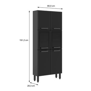 Despensa de cocina en acero 80cm 6 puertas Gris