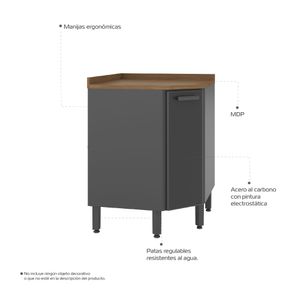 Mueble Inferior de cocina en acero 48x26cm con mesón Gris