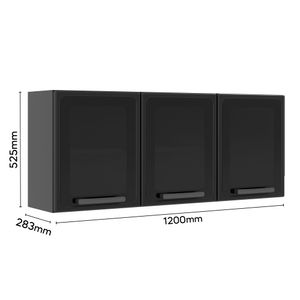 Gabinete superior de cocina 120cm en Acero 3 puertas Gris