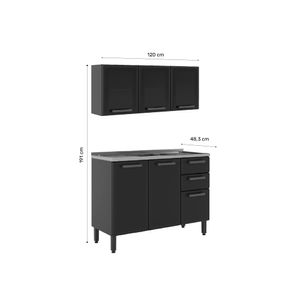 Cocina Integral  120cm en ACERO incluye lavaplatos central Gris