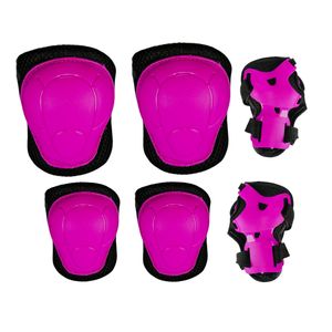Combo Patines En Linea Semiprofesionales Cougar Ruedas Pequeñas Con Protecciones Ajustables Fucsia