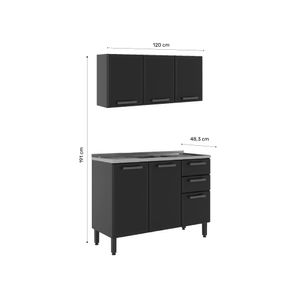 Cocina Integral  120cm en ACERO incluye lavaplatos central Gris