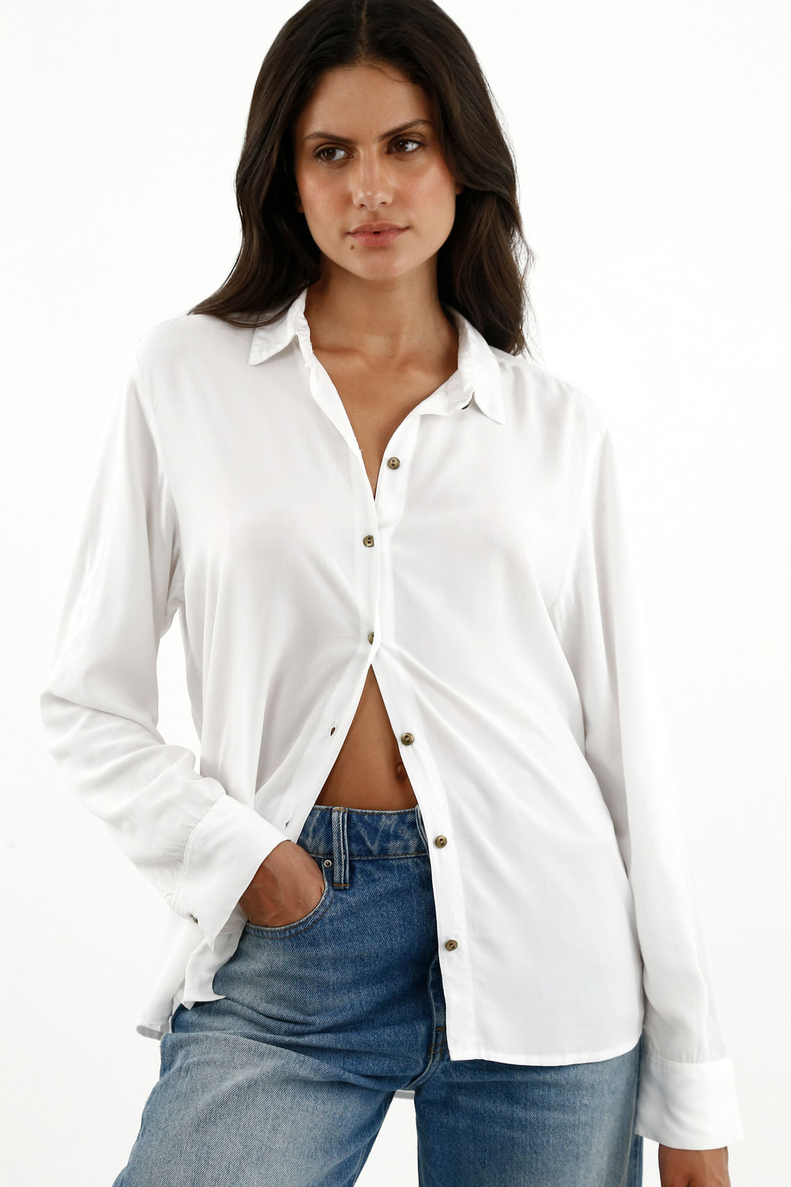 Camisa Blanca Larga Mujer Camisa Blanca Volantes Manga BLUSA