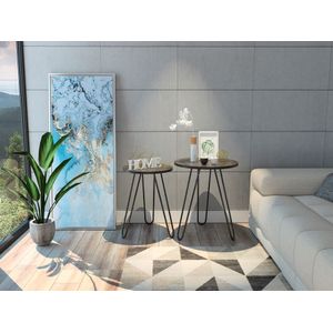 Mesa Auxiliar Zumba, Chocolate, con patas metálicas ideal para ubicar objetos decorativos