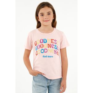 Camiseta básica rosada estampada para niña