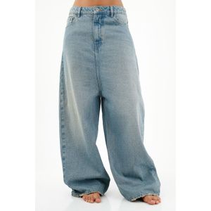 Jean de tiro súper largo azul para mujer