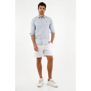 Camisa con diseño a rayas azul para hombre