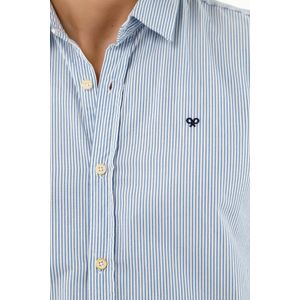 Camisa con diseño a rayas azul para hombre