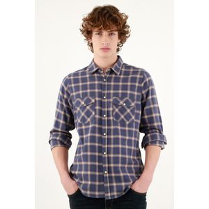 Camisa preteñida azul para hombre