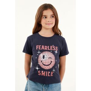 Camiseta básica azul estampada para niña