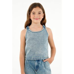 Camisa manga sisa azul para niña